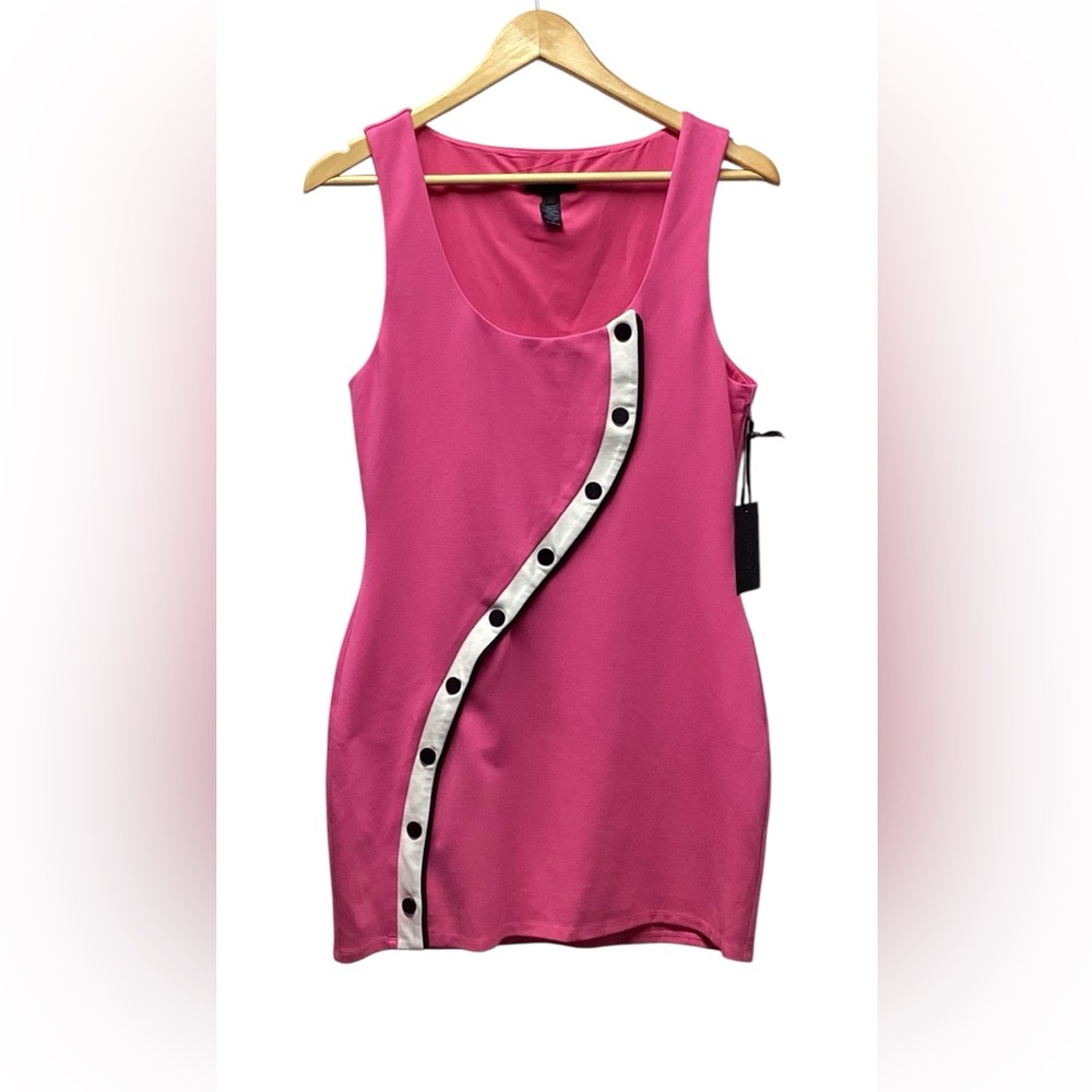 H:ours Marquee Barbiecore mini Hot Pink Asymmetrical Scuba Dress Size Large